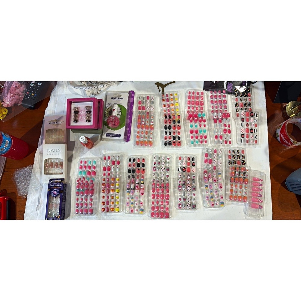 KISS Pre-Designed Press-On Nails Lot, Multicolor French Sets for Nail Art